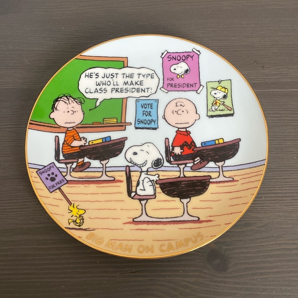 Peanuts Magical Moments Danbury Mint Big Man On Campus Plate 8"‎ Retired 2006